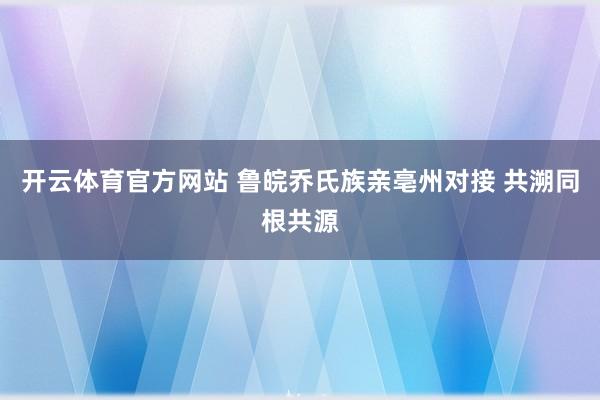 开云体育官方网站 鲁皖乔氏族亲亳州对接 共溯同根共源