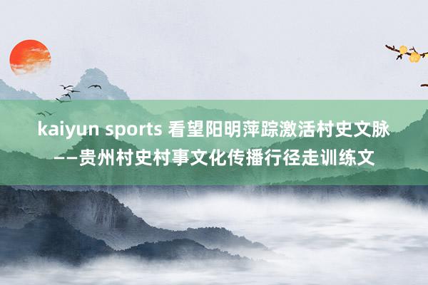 kaiyun sports 看望阳明萍踪激活村史文脉——贵州村史村事文化传播行径走训练文