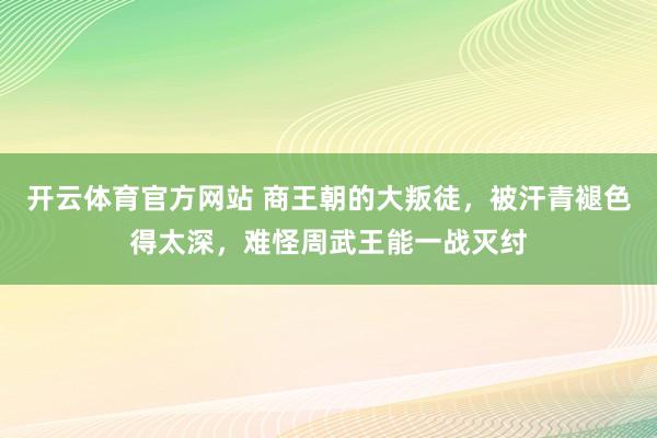 开云体育官方网站 商王朝的大叛徒，被汗青褪色得太深，难怪周武王能一战灭纣