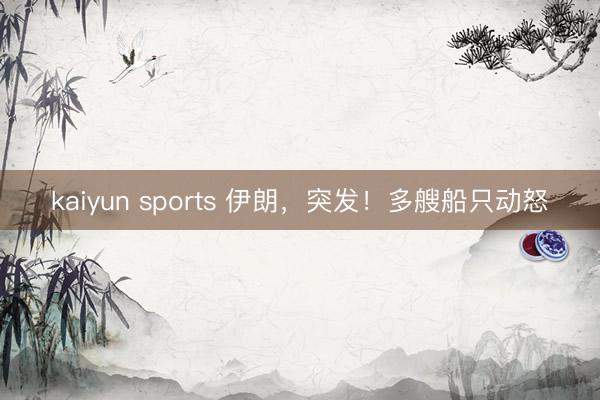 kaiyun sports 伊朗，突发！多艘船只动怒
